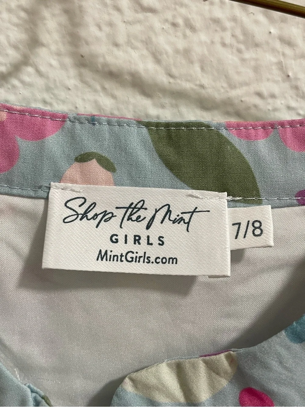 Shop the Mint Girls Floral Bow-Trim Cotton Dress for Kids - Light Blue & Pink